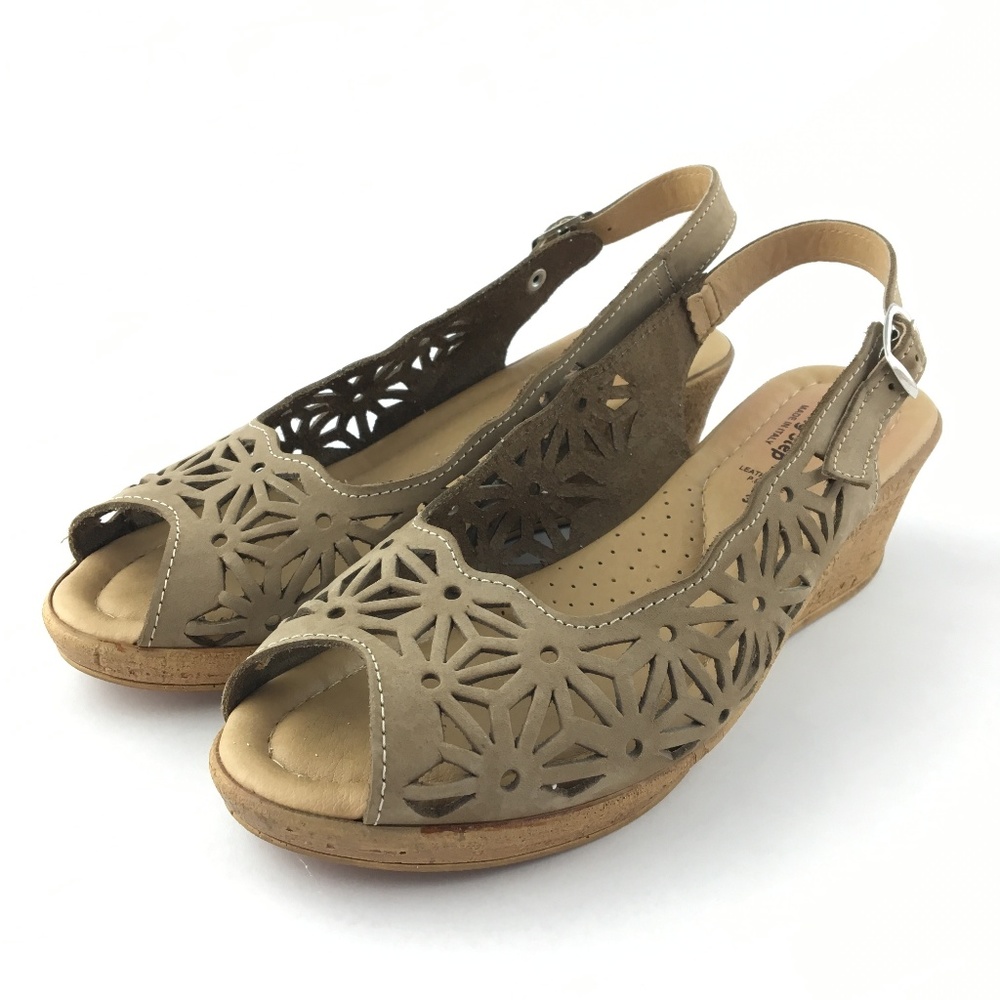 Spring Step Taupe Wedge Sandals Size 39